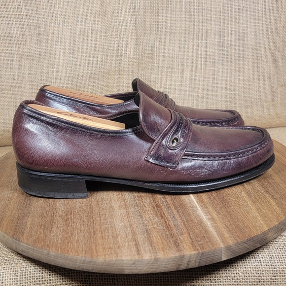 Vintage Florsheim Imperial Loafers Burgundy Leather Dress Shoes Size 8.5 D - Picture 1 of 10